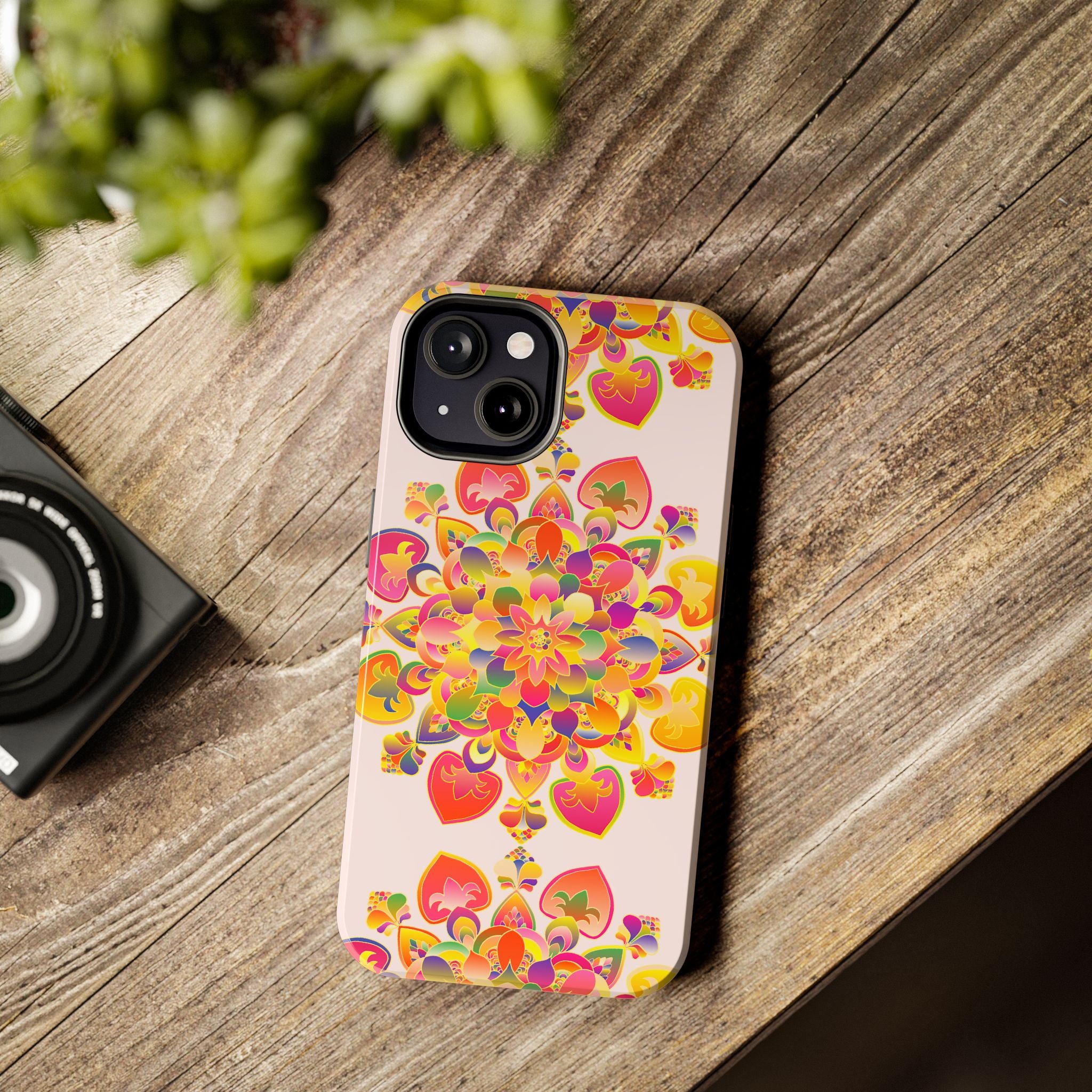 Colorful hand drawn Mandala Art phone case with intricate design