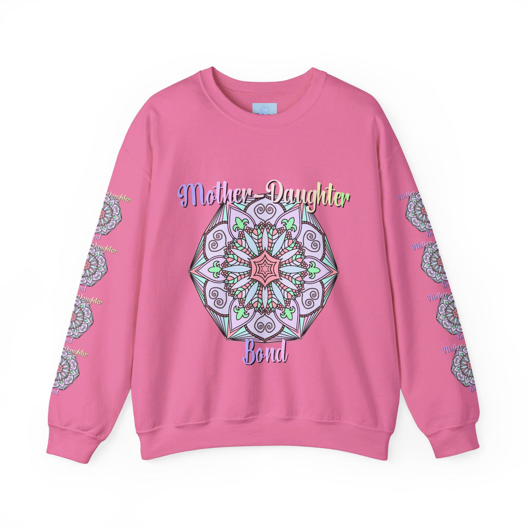 Unisex heavy blend crewneck sweatshirt featuring 'Mother-Daughter Bond' design, perfect birthday gift for mom