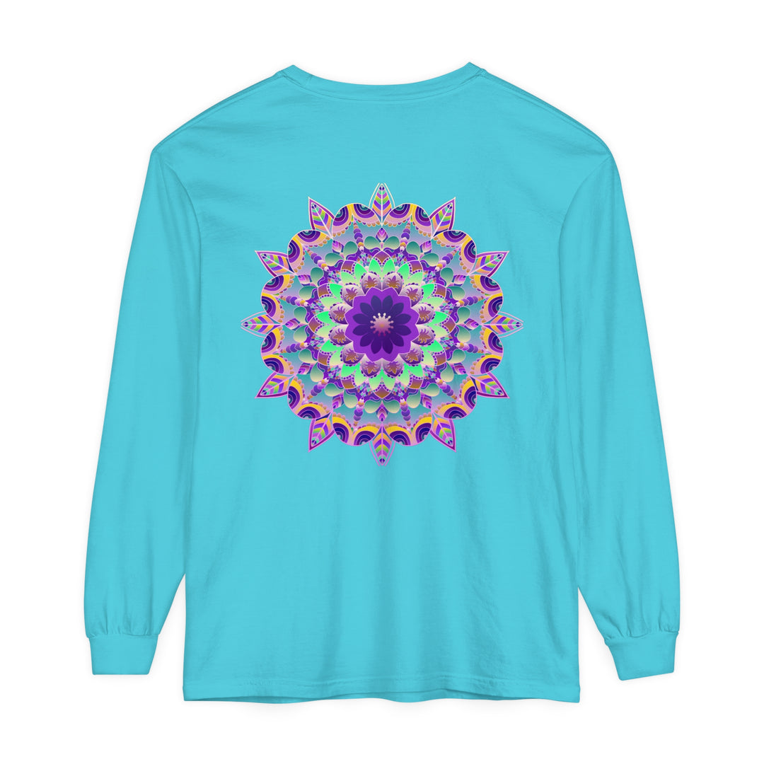 Colorful and intricate Psychedelic Mandala design on long sleeve t-shirt