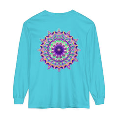 Colorful and intricate Psychedelic Mandala design on long sleeve t-shirt
