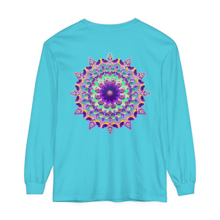 Colorful and intricate Psychedelic Mandala design on long sleeve t-shirt