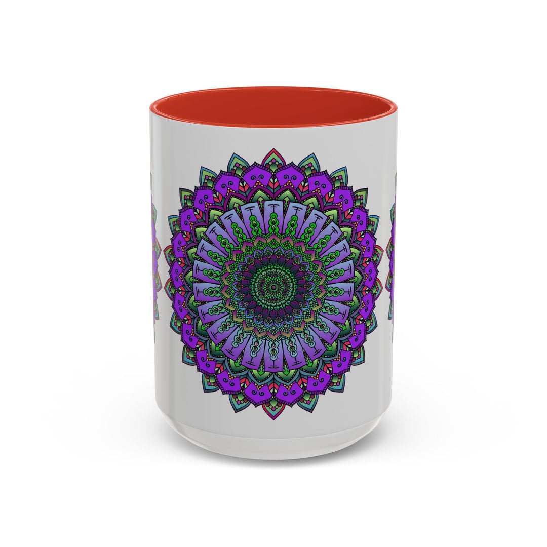 Beautiful vibrant mandala mug with intricate spiritual art design