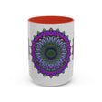 Beautiful vibrant mandala mug with intricate spiritual art design