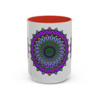Beautiful vibrant mandala mug with intricate spiritual art design
