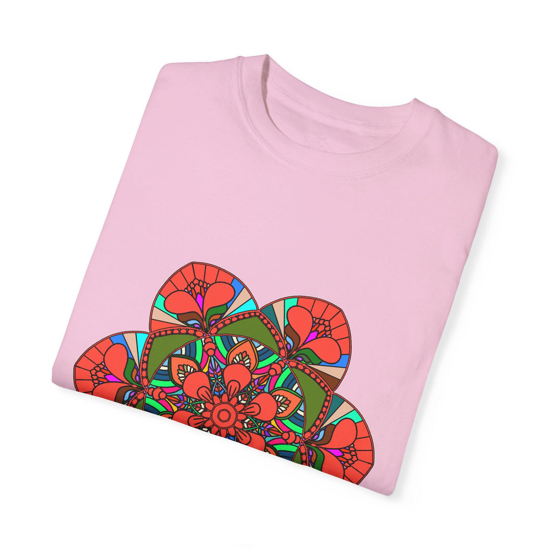 Unisex Mandala T-Shirt with Hand-Drawn Art Made from 100% Ring-Spun Cotton and Garment-Dyed for Extra Comfort