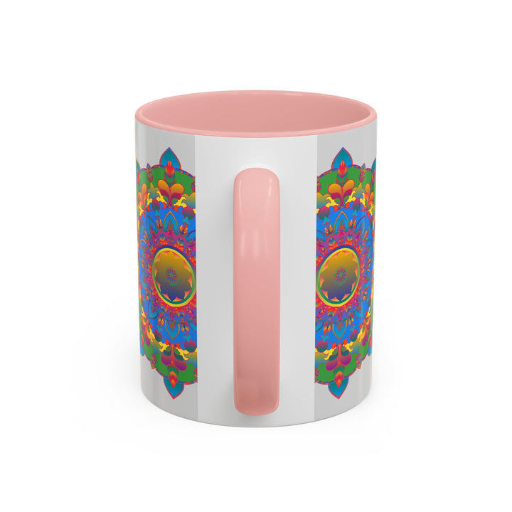 Beautiful mandala flower design on grey background mug