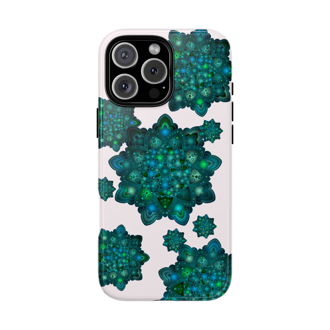 Light Pink Deep Green Mandala Phone Case alt text 1