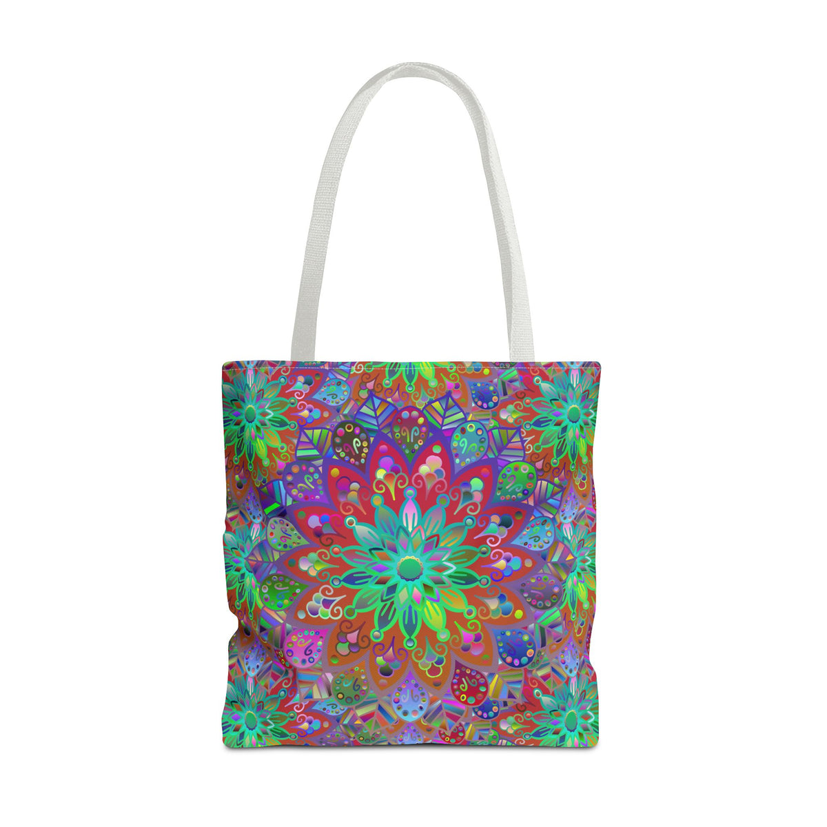 Psychedelic Mandala Tote Bag — Colorful Boho All-Over Print Tote