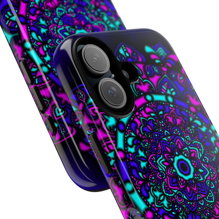 Mandala Neon Handyhülle – Lila & Türkise Robuste Schutzhülle