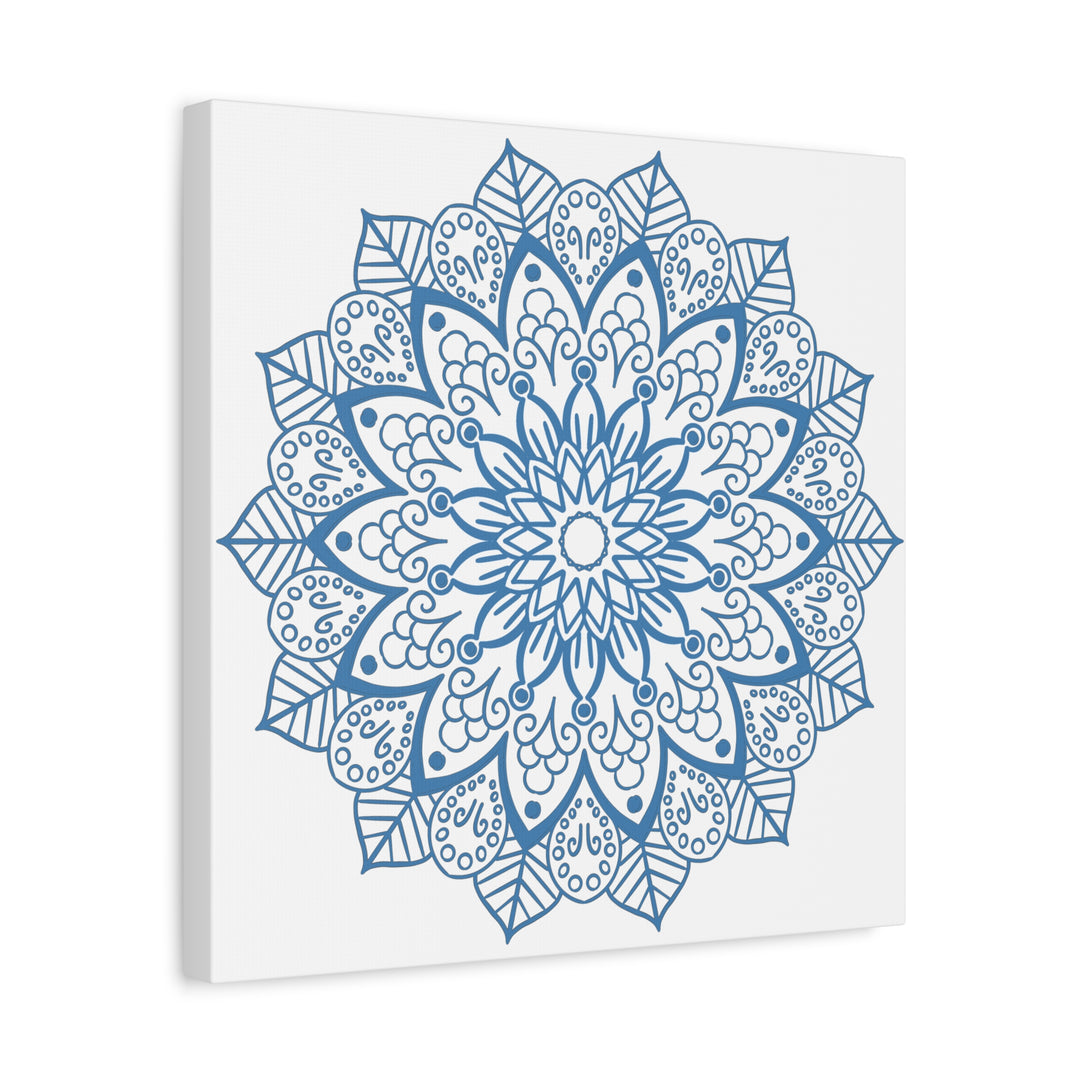 Handmade steel blue mandala design wall art on matte canvas