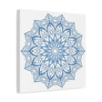 Handmade steel blue mandala design wall art on matte canvas