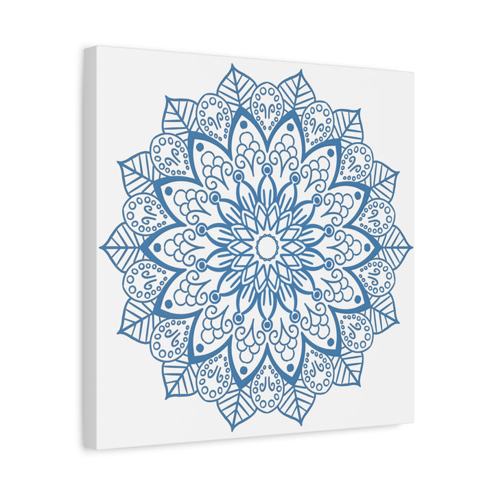 Handmade steel blue mandala design wall art on matte canvas