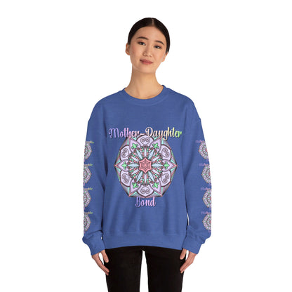 Mother-Daughter Bond Unisex Heavy Blend™ Crewneck Sweatshirt, a perfect birthday gift for mom, featuring a cozy and stylish design perfect for celebrating the special connection between mothers and daughters