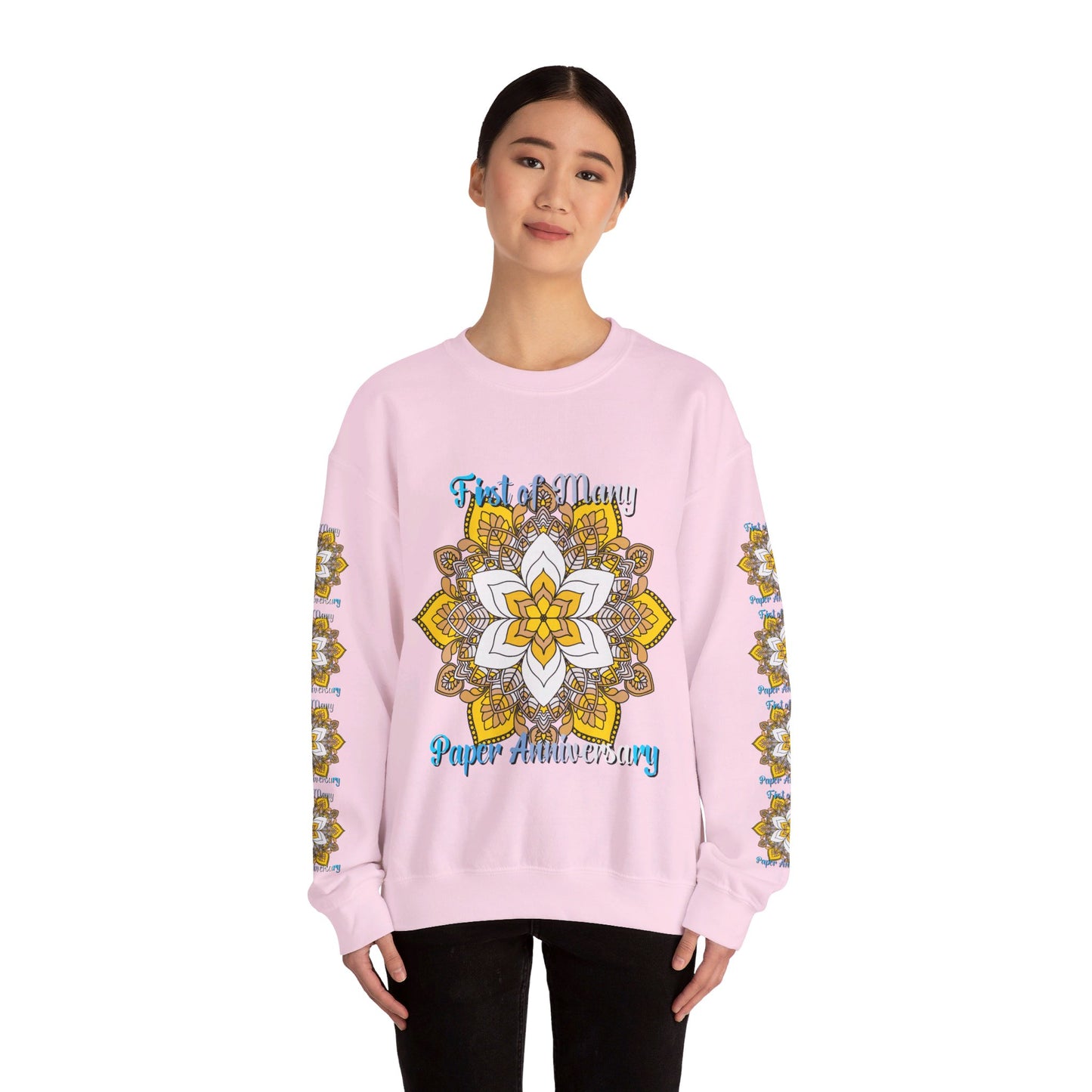 Handcrafted crewneck sweatshirt with a stunning and intricate mandala design