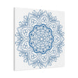 Handmade Mandala Art - Steel Blue Mandala Design Wall Art on Matte Canvas, Stretched, 125 - Unique and intricate mandala pattern in shades of steel blue