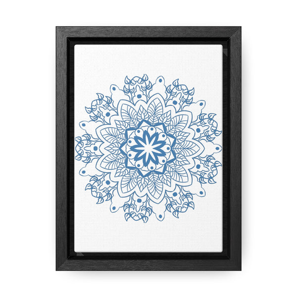 Handmade steel blue mandala design wall art on gallery canvas wraps