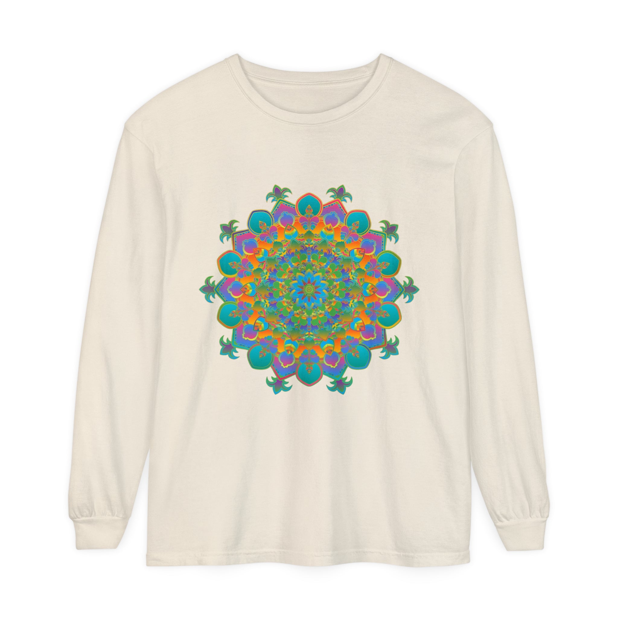 Colorful and intricate mandala design long sleeve unisex t-shirt