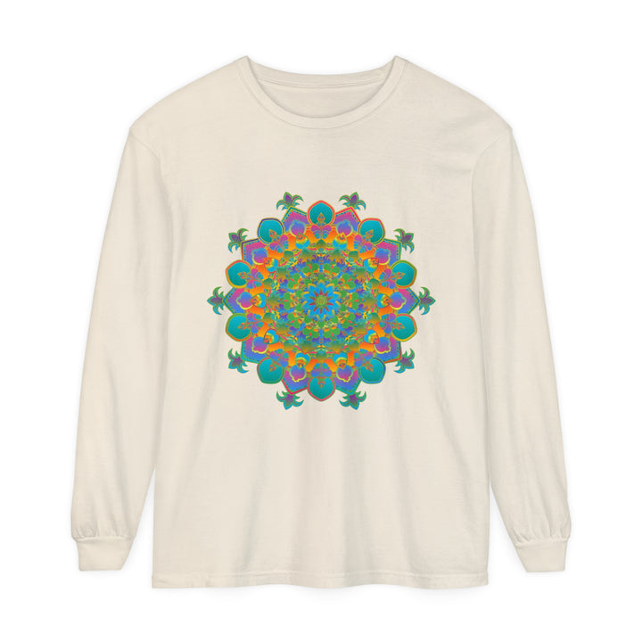 Colorful and intricate mandala design long sleeve unisex t-shirt