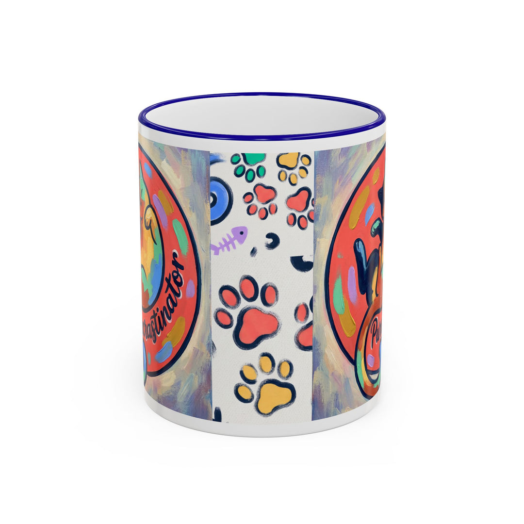 Colorful Paw Print Pet Lover Accent Rim Mug (11oz/15oz)
