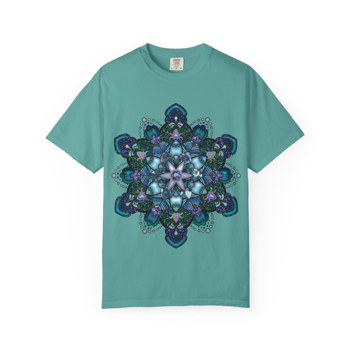 Mandala T-Shirt – Blue Purple Boho Geometric Floral Design
