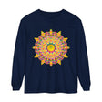 Hippie-inspired long sleeve shirt featuring colorful psychedelic mandala design