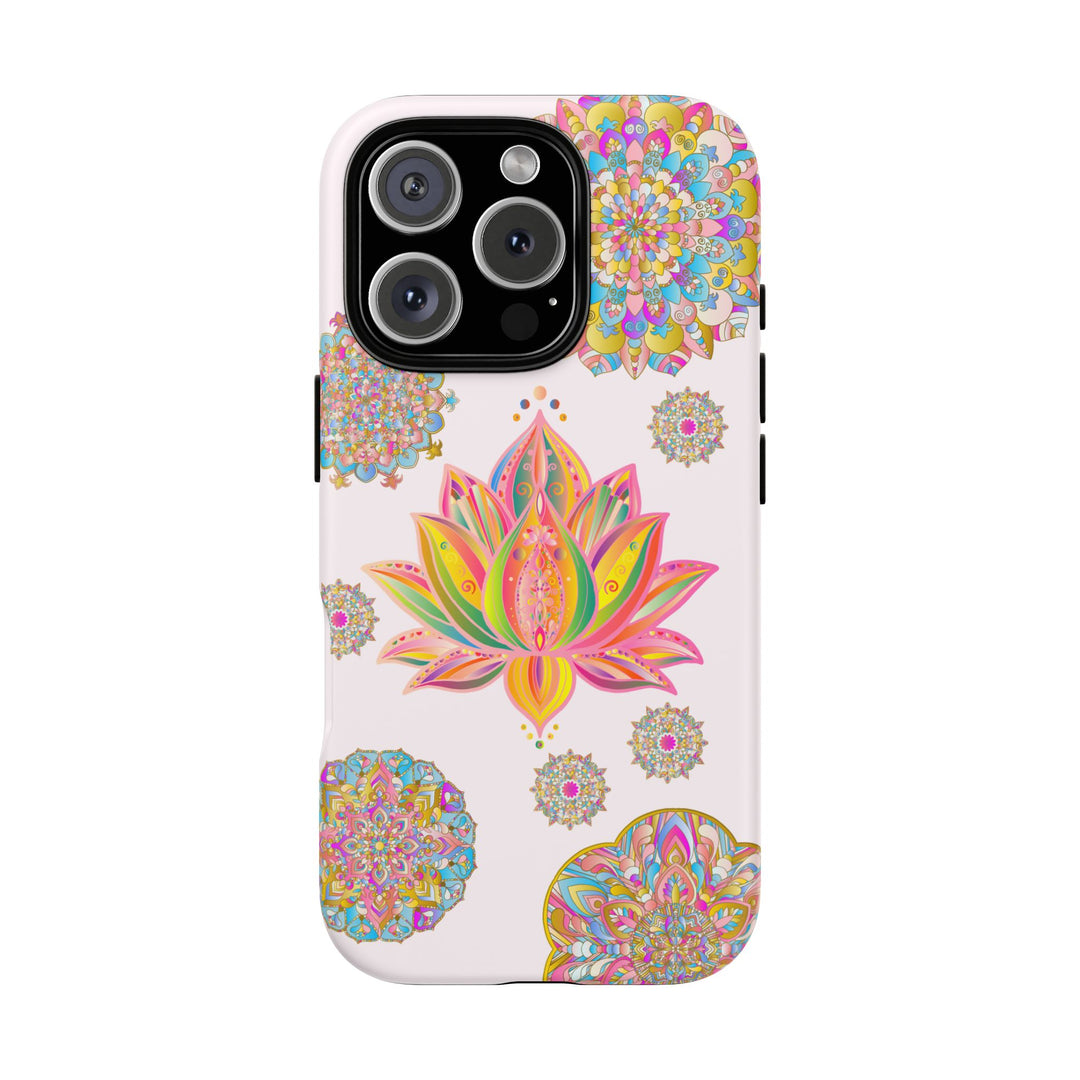 Light pink lotus flower mandala design phone case for elegant style