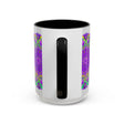 Beautiful purple mandala design on a grey ceramic mug, perfect for adding a pop of vibrant art to your morning coffee routine