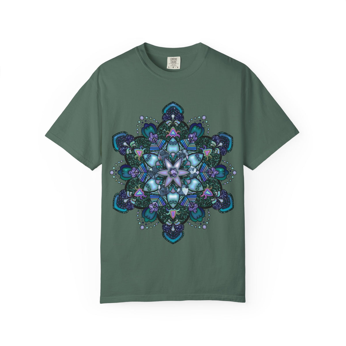Mandala T-Shirt – Blue Purple Boho Geometric Floral Design