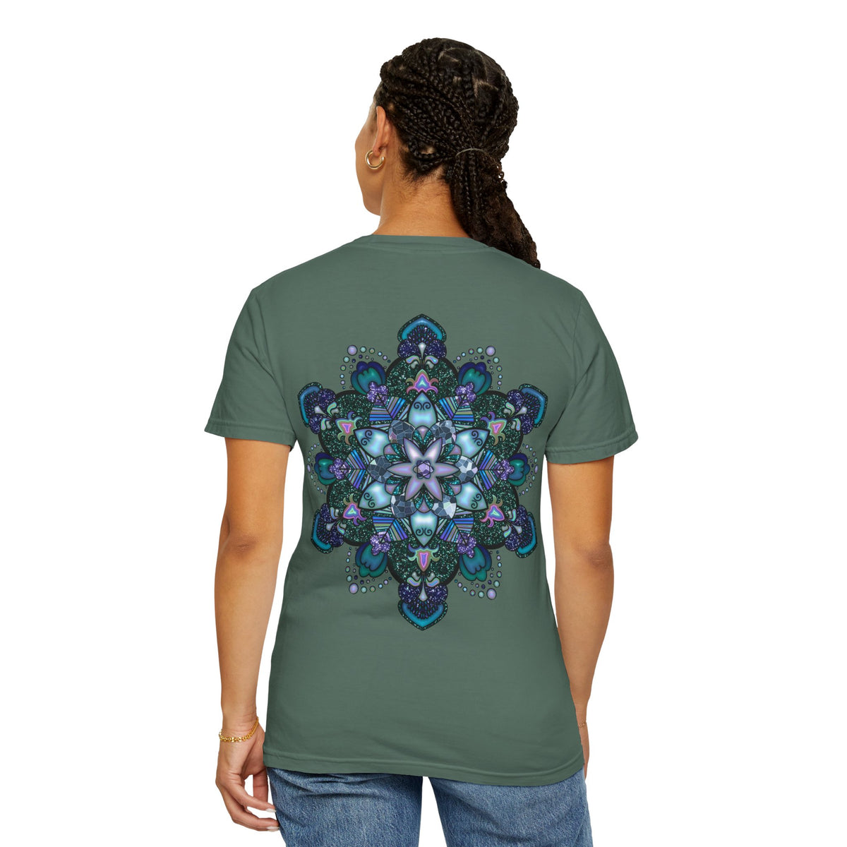 Mandala T-Shirt – Blue Purple Boho Geometric Floral Design