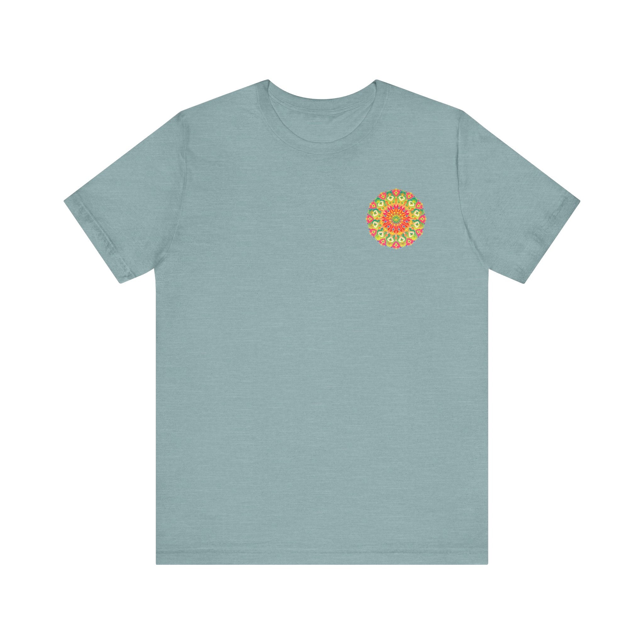 Vibrant mandala t-shirt featuring intricate design for spiritual peace and harmony