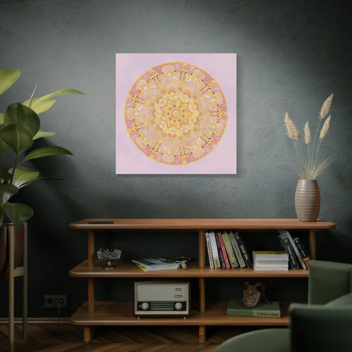 Pink and Gold Mandala Matte Canvas Wall Art