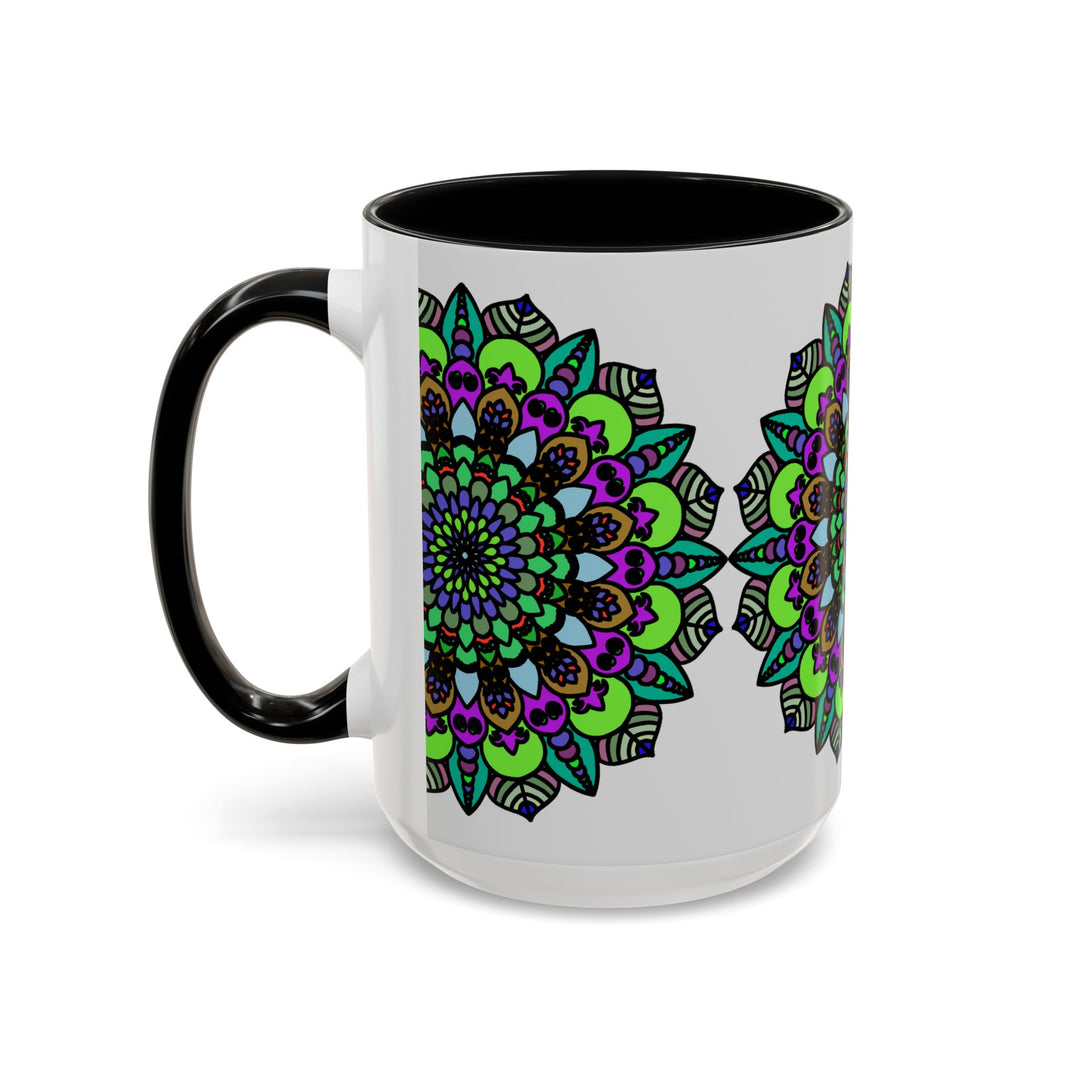 Colorful and detailed mandala art pattern on ceramic mug