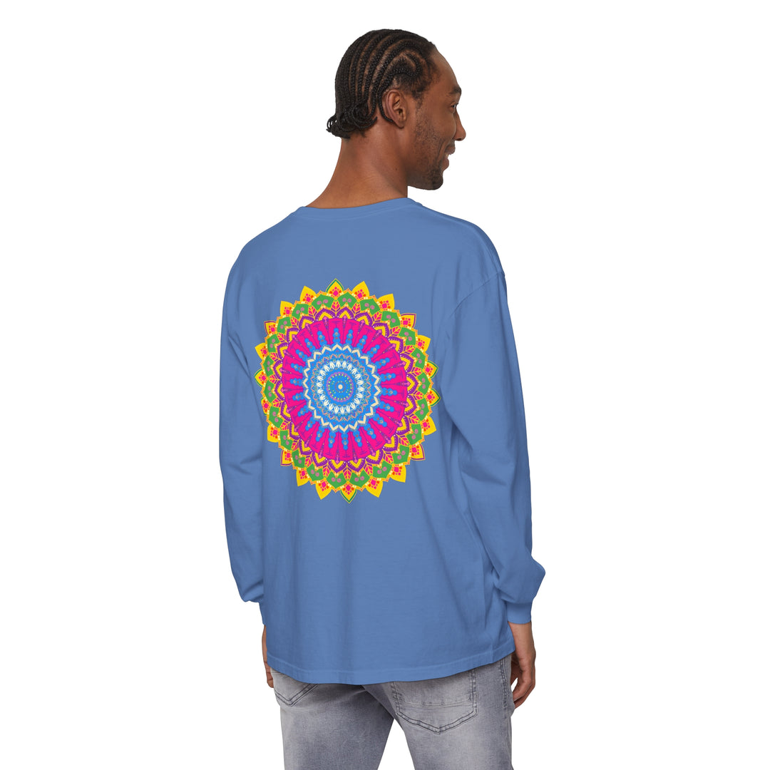 Colorful and eye-catching mandala design long sleeve t-shirt for men and women