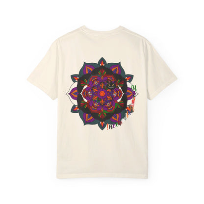 Handmade Mandala Design Halloween T-shirt featuring intricate, hand-drawn mandala pattern in festive Halloween colors, perfect for both men and women