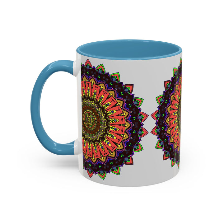 Beautiful ceramic mug featuring a colorful mandala design, perfect for spiritual and artistic individuals