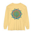 Colorful and intricately designed unisex long sleeve T-shirt with vibrant mandala print