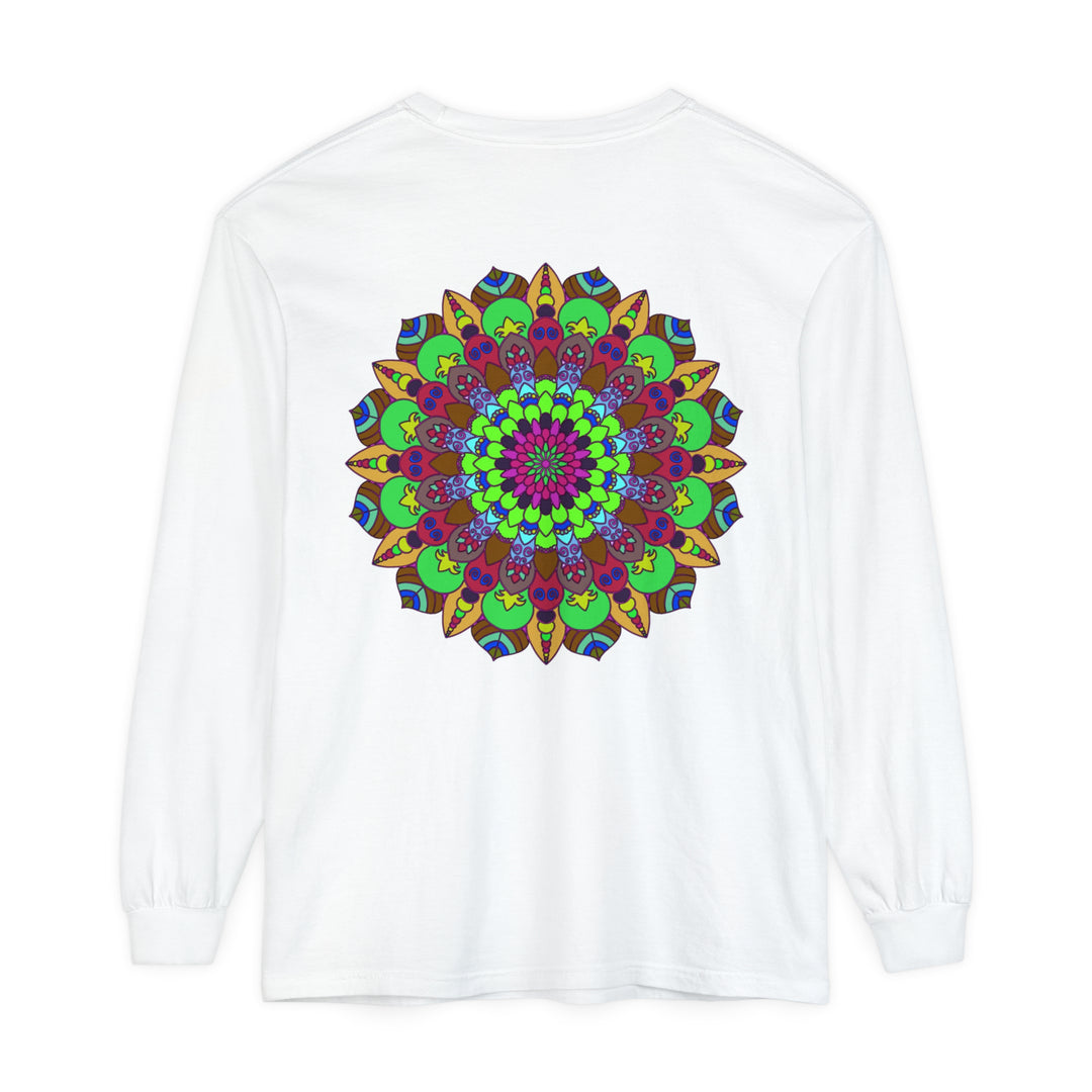 Colorful Mandala Unisex Long Sleeve T-Shirt with intricate, vibrant design and comfortable fit