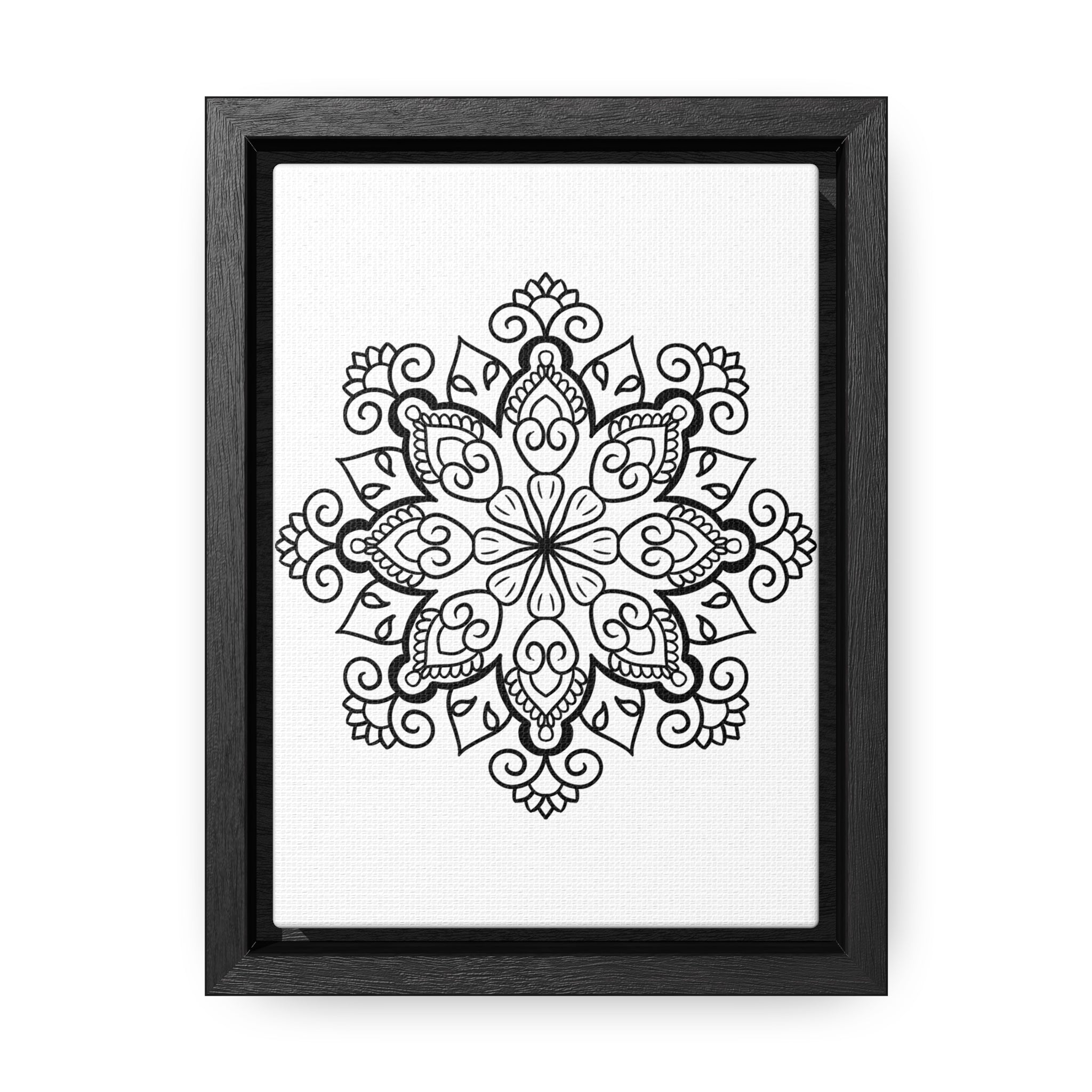 Mandala Handmade Art - Black & White Wall Art - Gallery Canvas Wraps, Vertical Frame 1