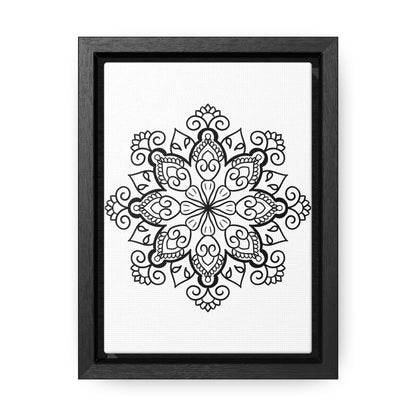 Mandala Handmade Art - Black & White Wall Art - Gallery Canvas Wraps, Vertical Frame 1