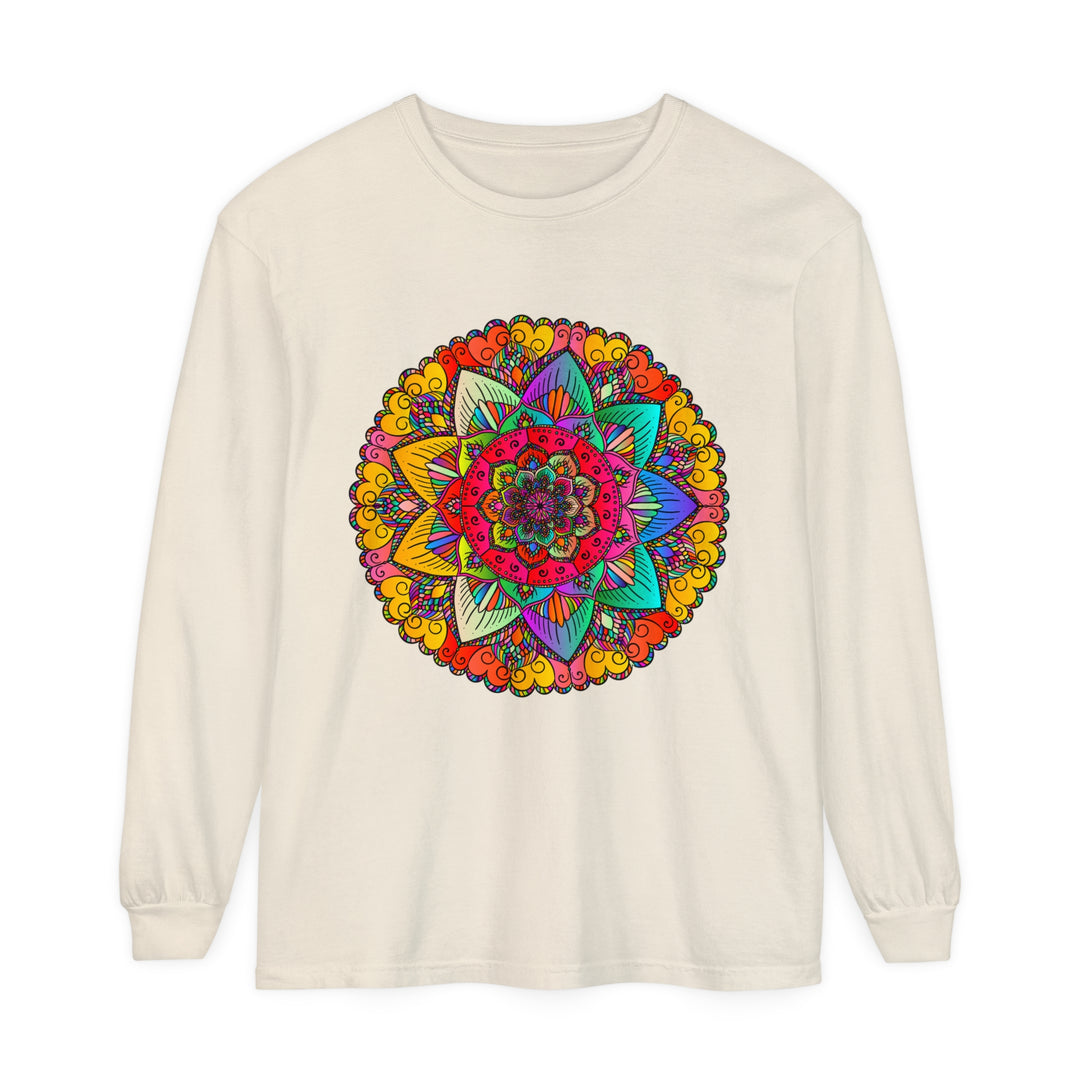 Colorful and intricate mandala design long sleeve unisex t-shirt