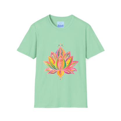 Lotus Mandala Unisex T-Shirt featuring a hand-drawn unique design by Blululi