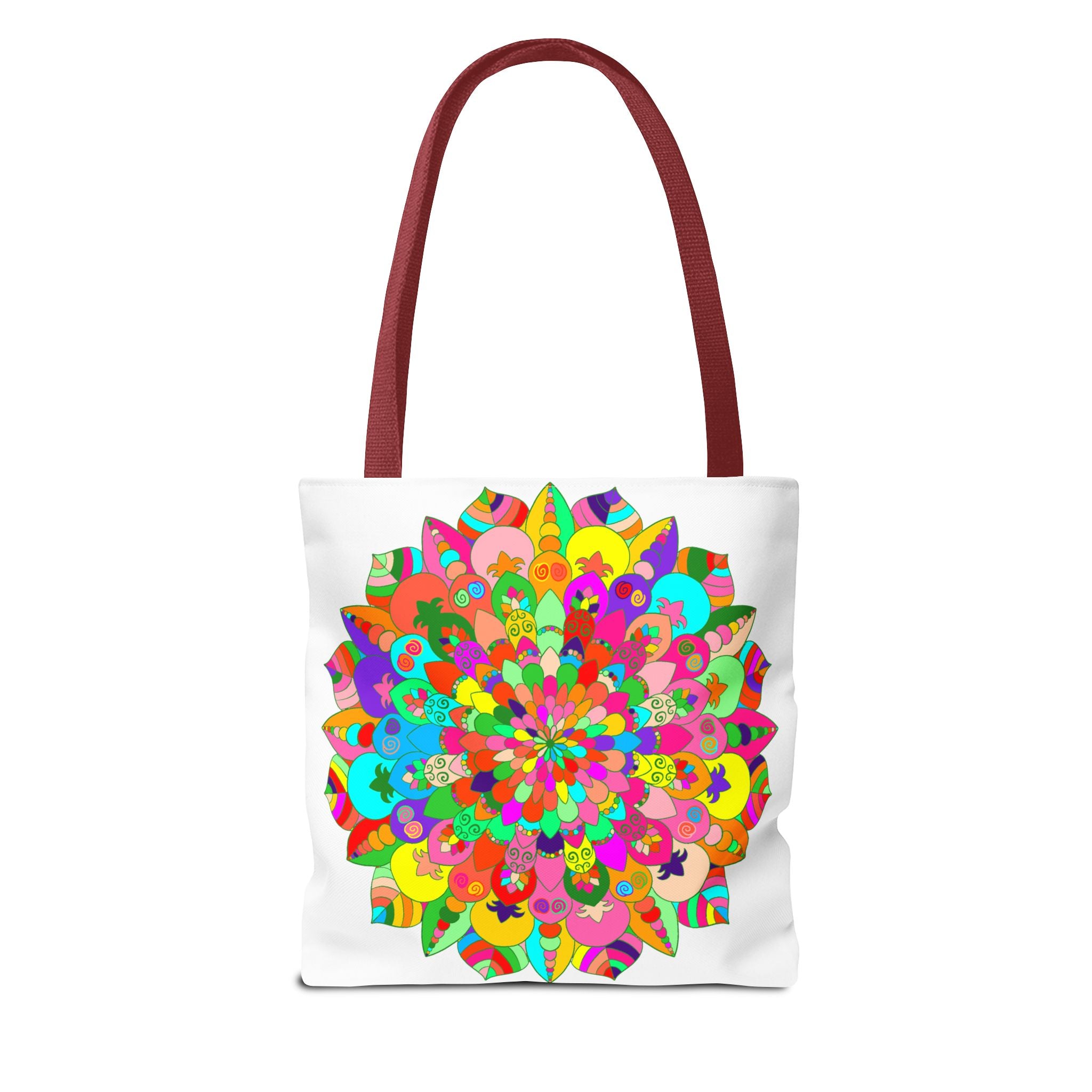 Vibrant and intricate Colorful Mandala Art Tote Bag, perfect for carrying essentials in style