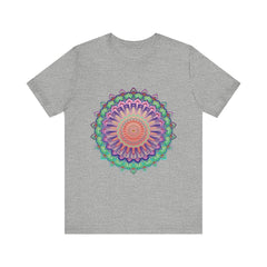 Vibrant Mandala Tee featuring colorful and psychedelic design, perfect for unique and expressive fashion statements