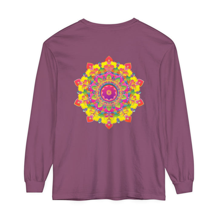 Colorful and intricate mandala design long sleeve t-shirt for vibrant style