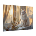 Rolled Poster — Serene Longhair Cat on Window Sill | Cozy Home Wall Art