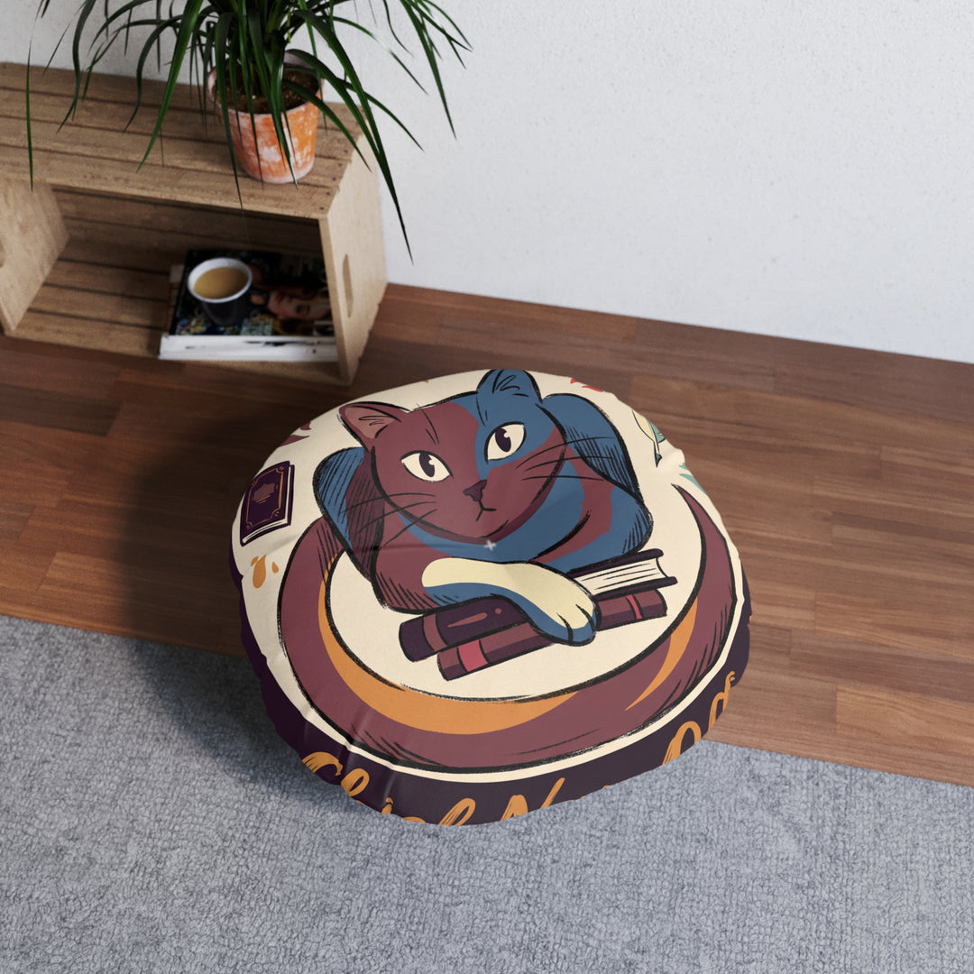 Dark Academia cat floor pillow — Cozy Study Companion Cushion