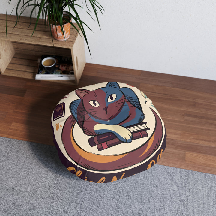 Dark Academia cat floor pillow — Cozy Study Companion Cushion