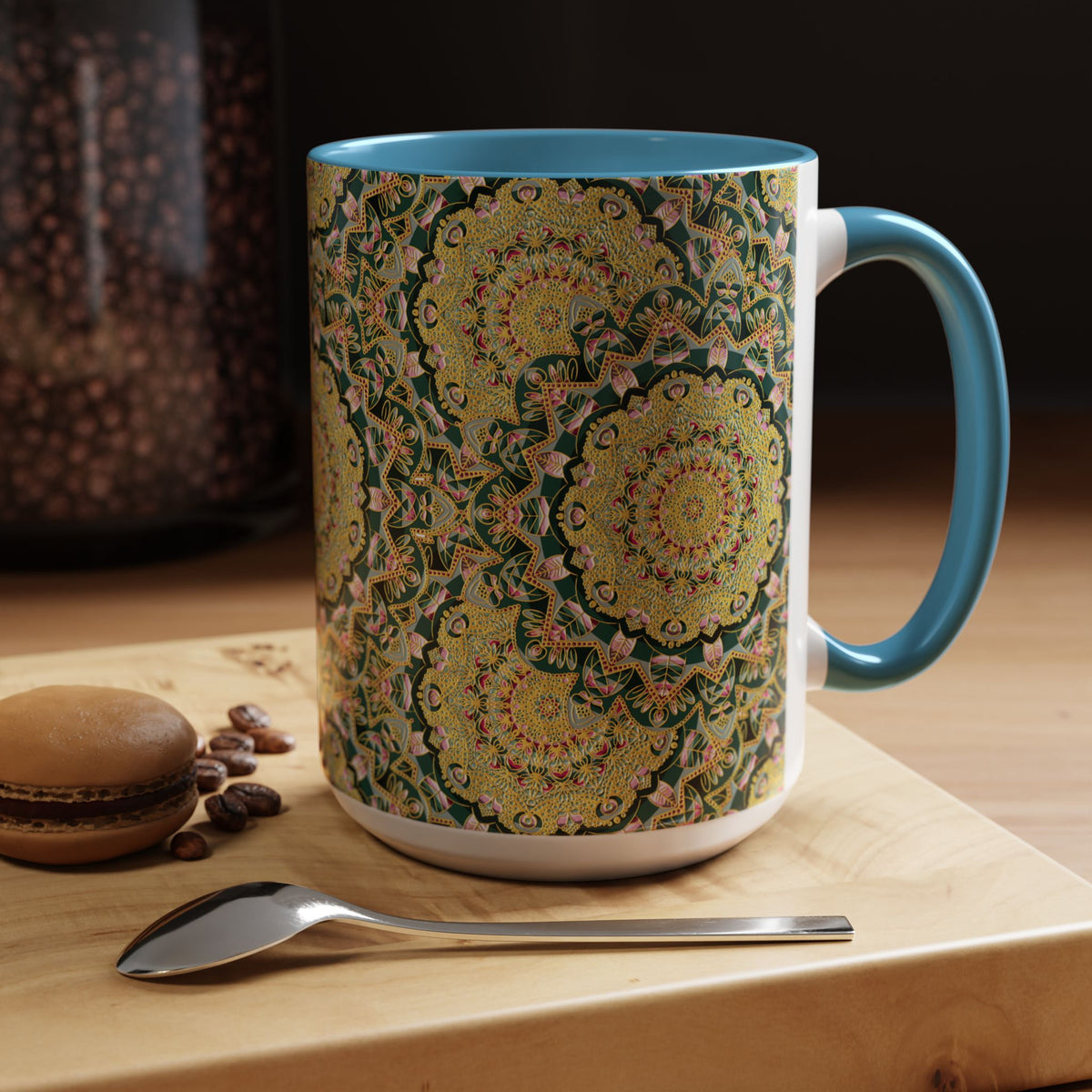Mandala Floral Coffee Mug – Bohemian Botanical Ceramic Cup