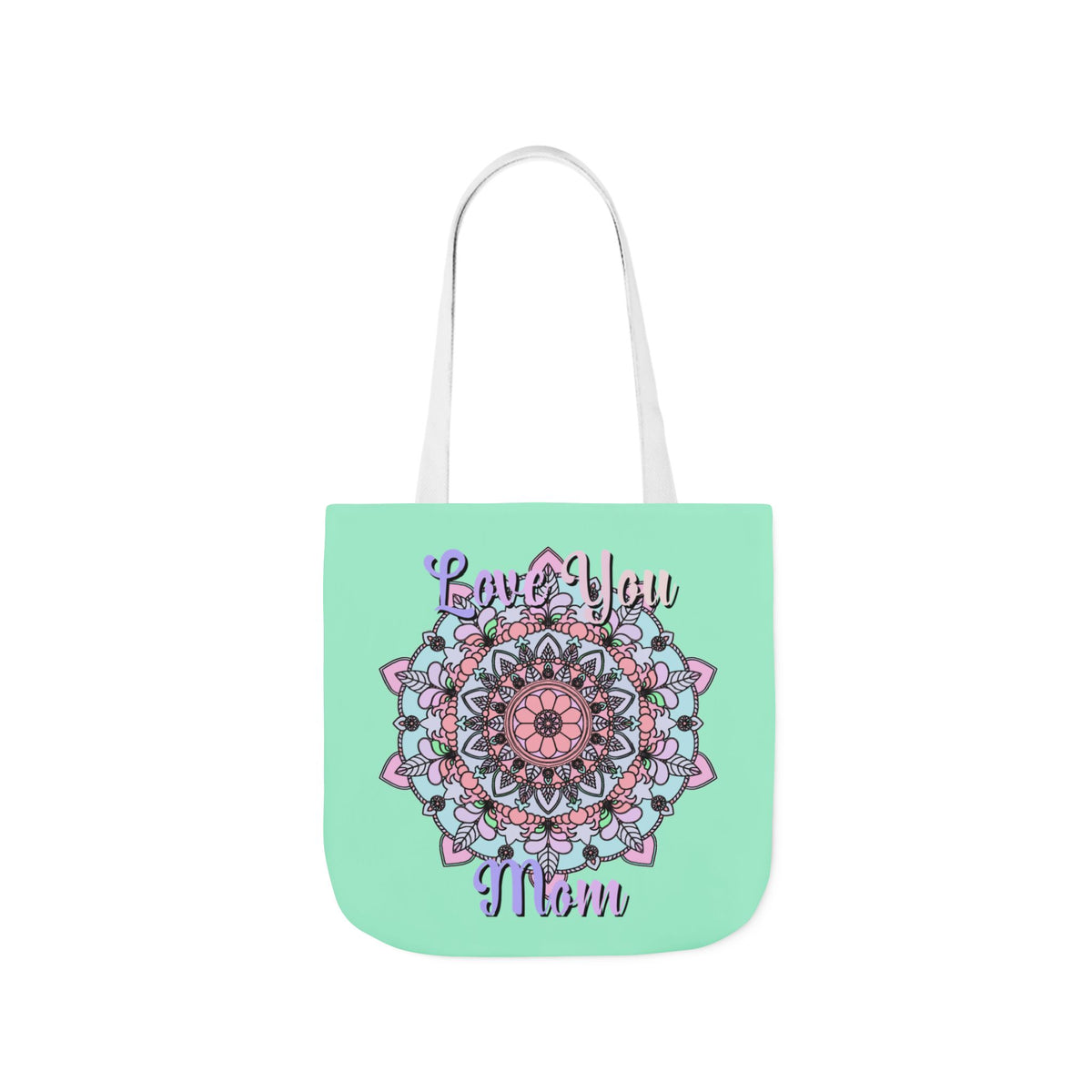 Mandala 'Love You Mom' Canvas Tote — Floral Mother's Day Gift Bag