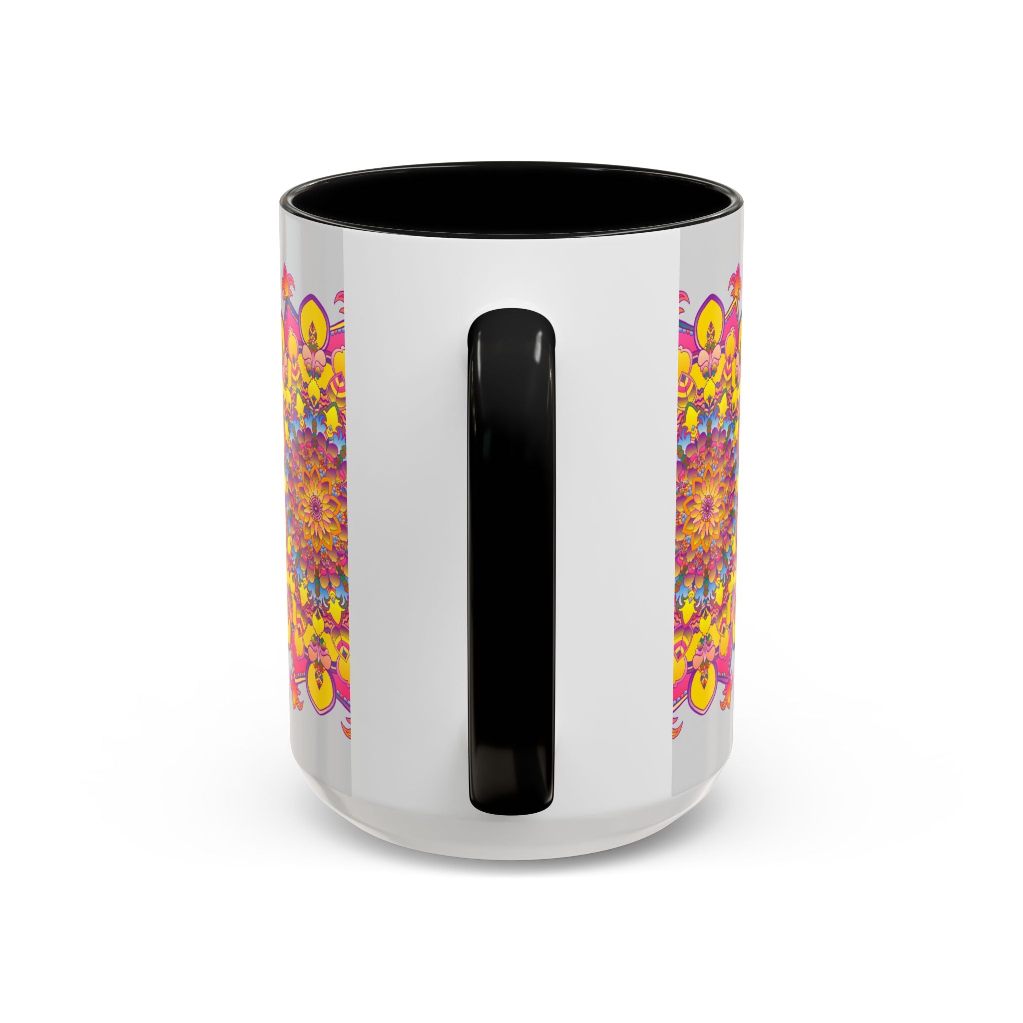 Colorful mandala art mug with intricate designs, perfect for mindful meditation and relaxation